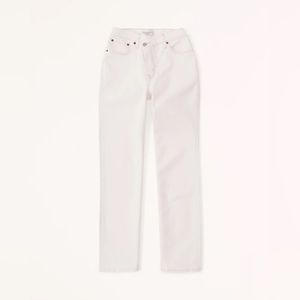 Abercrombie & Fitch Curve Love Ultra High Rise 90s Straight Jean in Cream